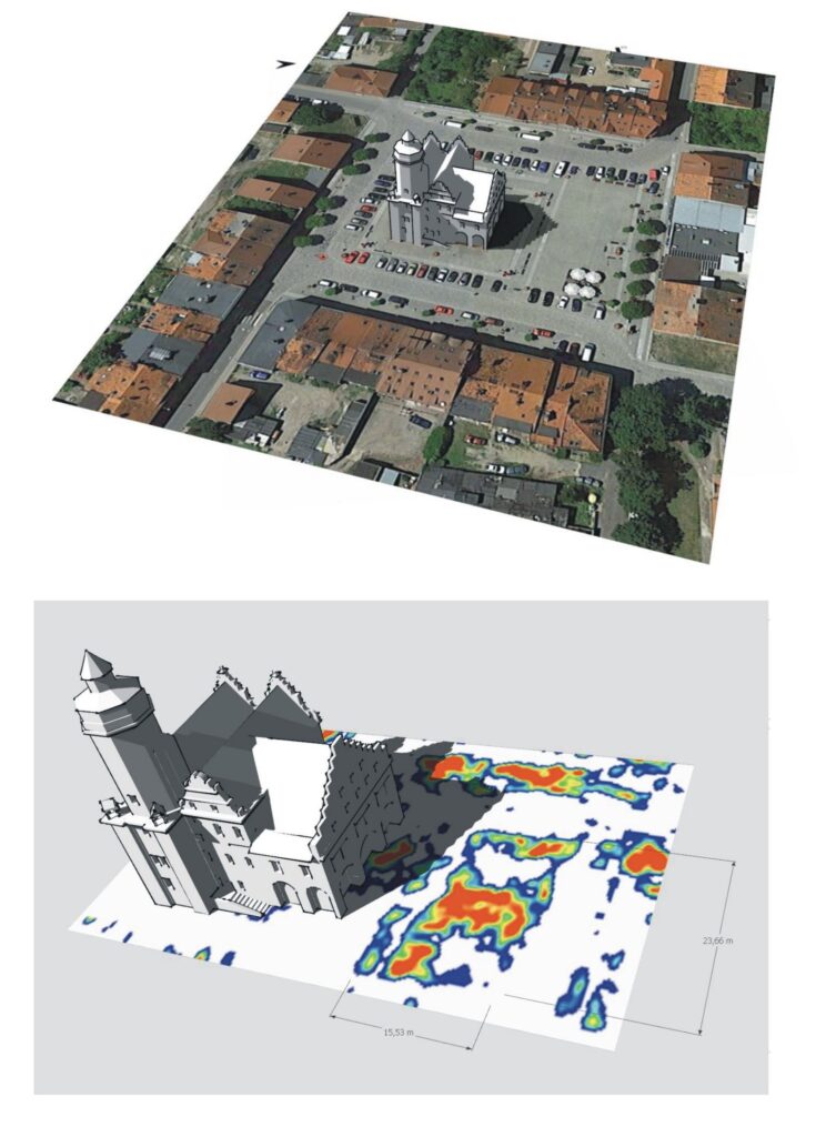3D visualisation of the anomaly revealed in the main square. Perhaps the remains of the manor house of the founder of Prusice, Knight Zbylut. Credit: F. Welc
